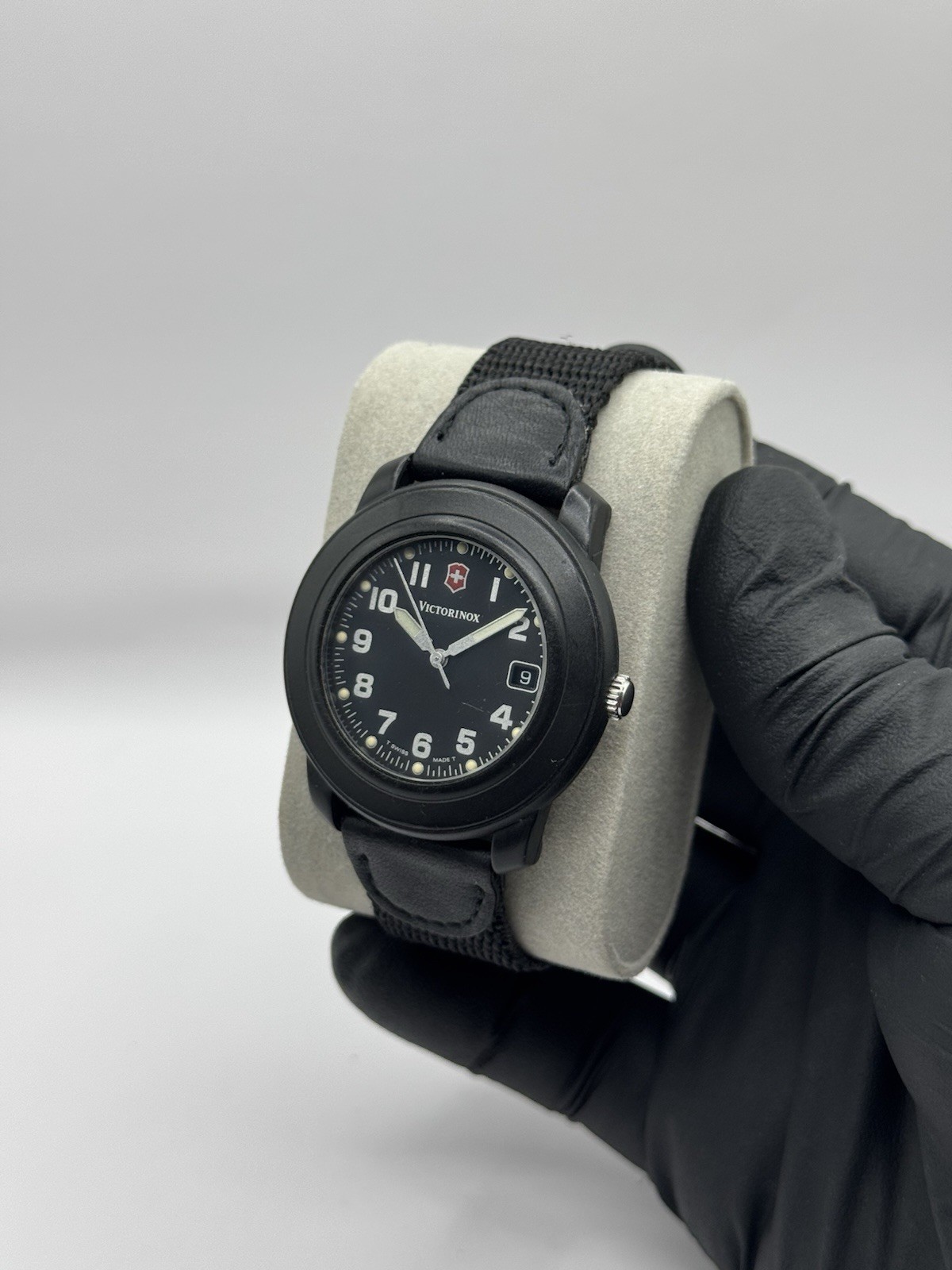 Vintage Early Production Victorinox Swiss Quartz Watch Black Dial Date