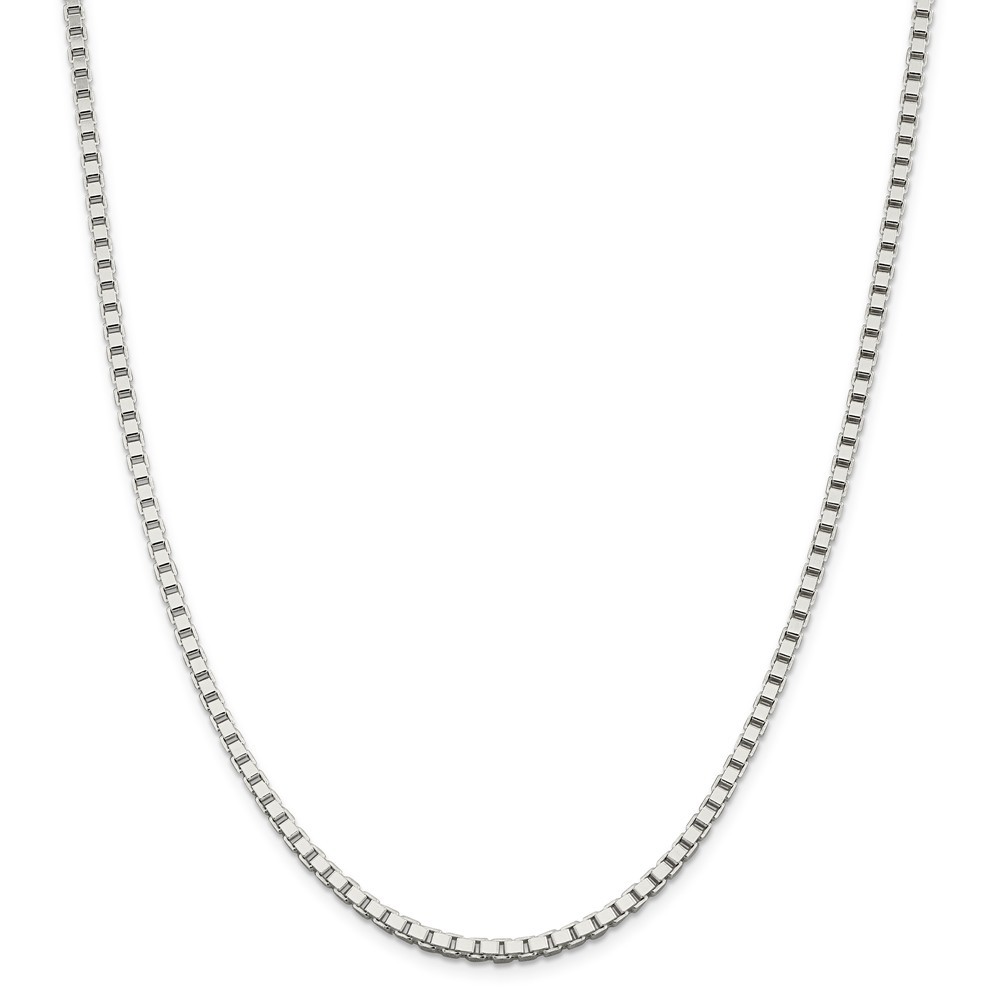 Sterling Silver Solid Polished 3mm Plain Box Chain w/ Lobster Clasp 18″ – 30″