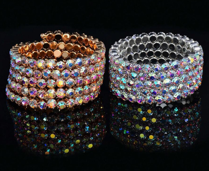 Bling AB Iridescent Memory Coil Multicolor Bracelet Womens Zi Wrap + Gift Bag