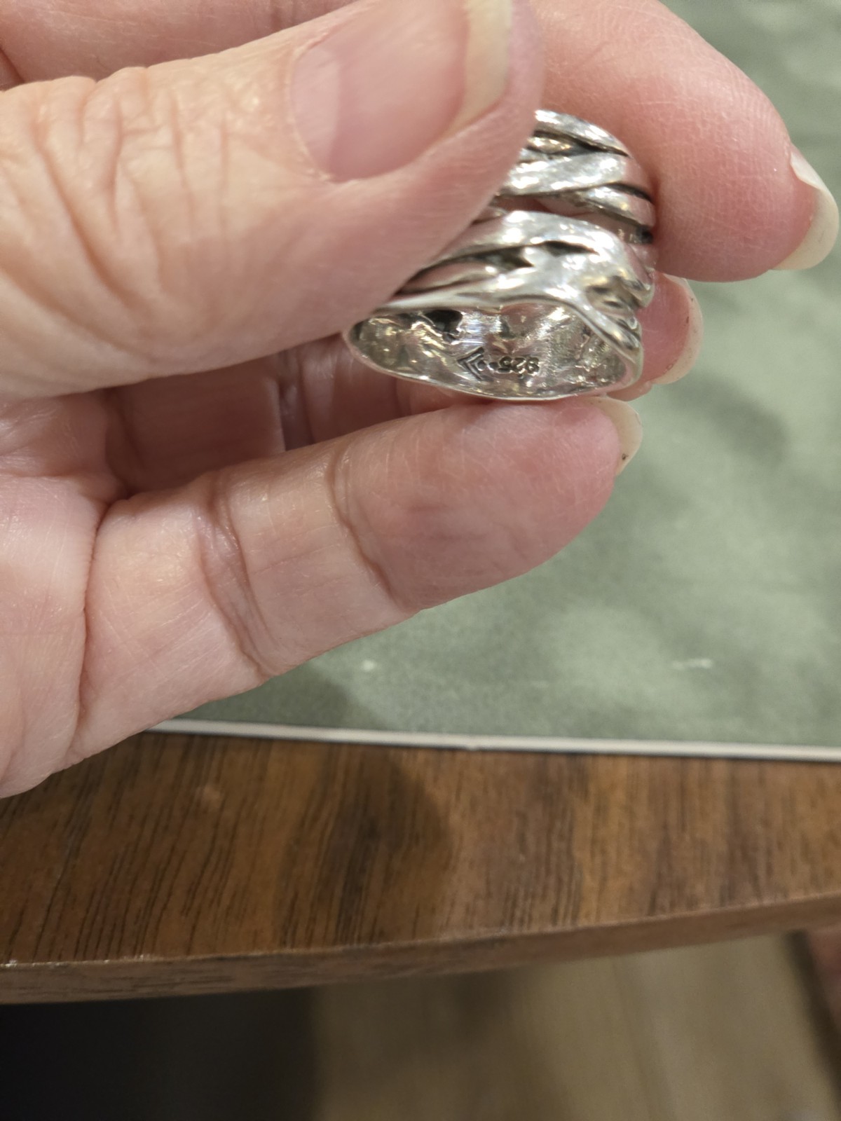 Signed Silpada Sterling Silver Ring With White Coin Pearl And Woven Band Size 7