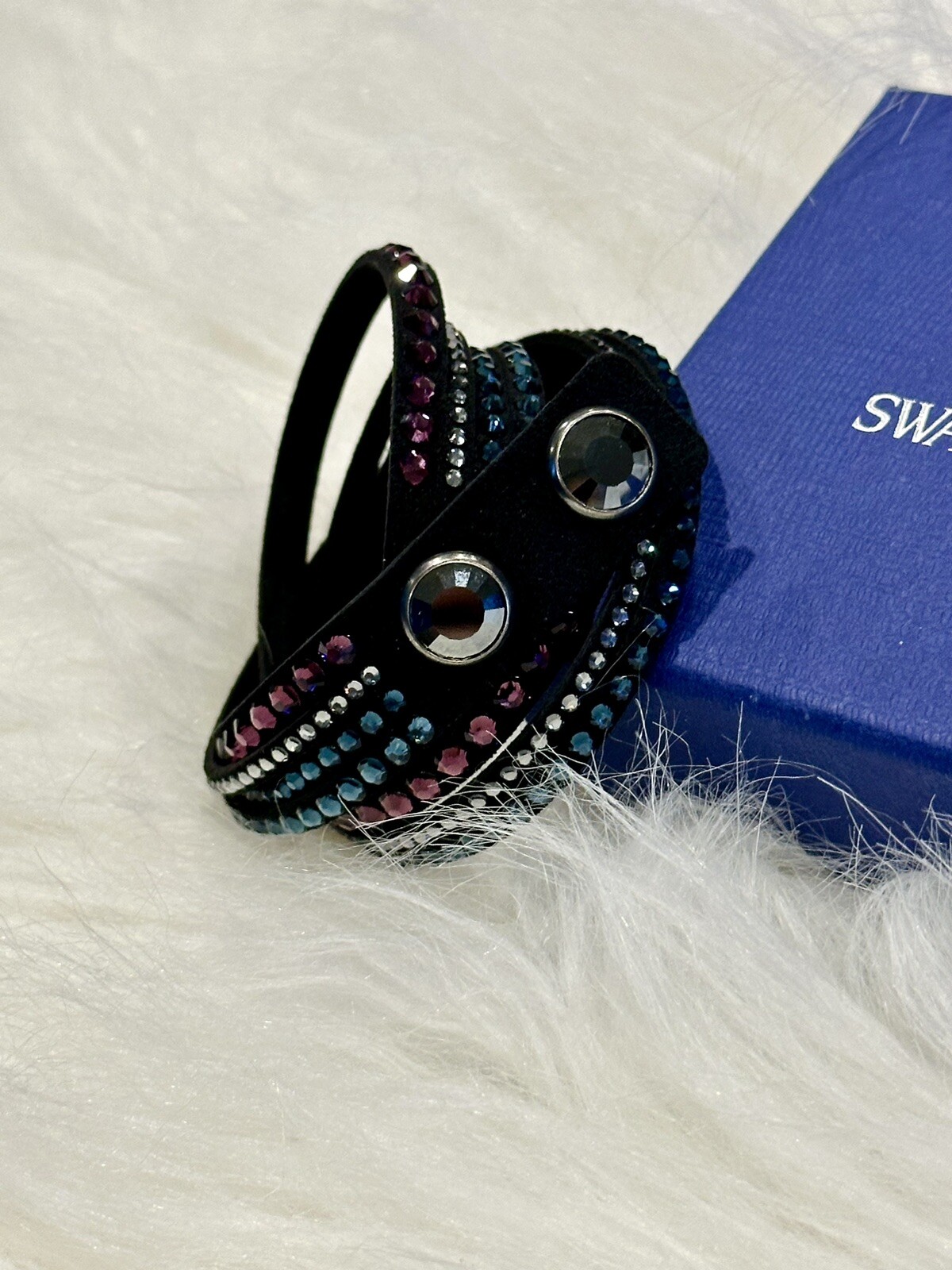 Swarovski Deluxe Slake Crystal Leather Wrap Bracelet, Choose Color (cc-104)