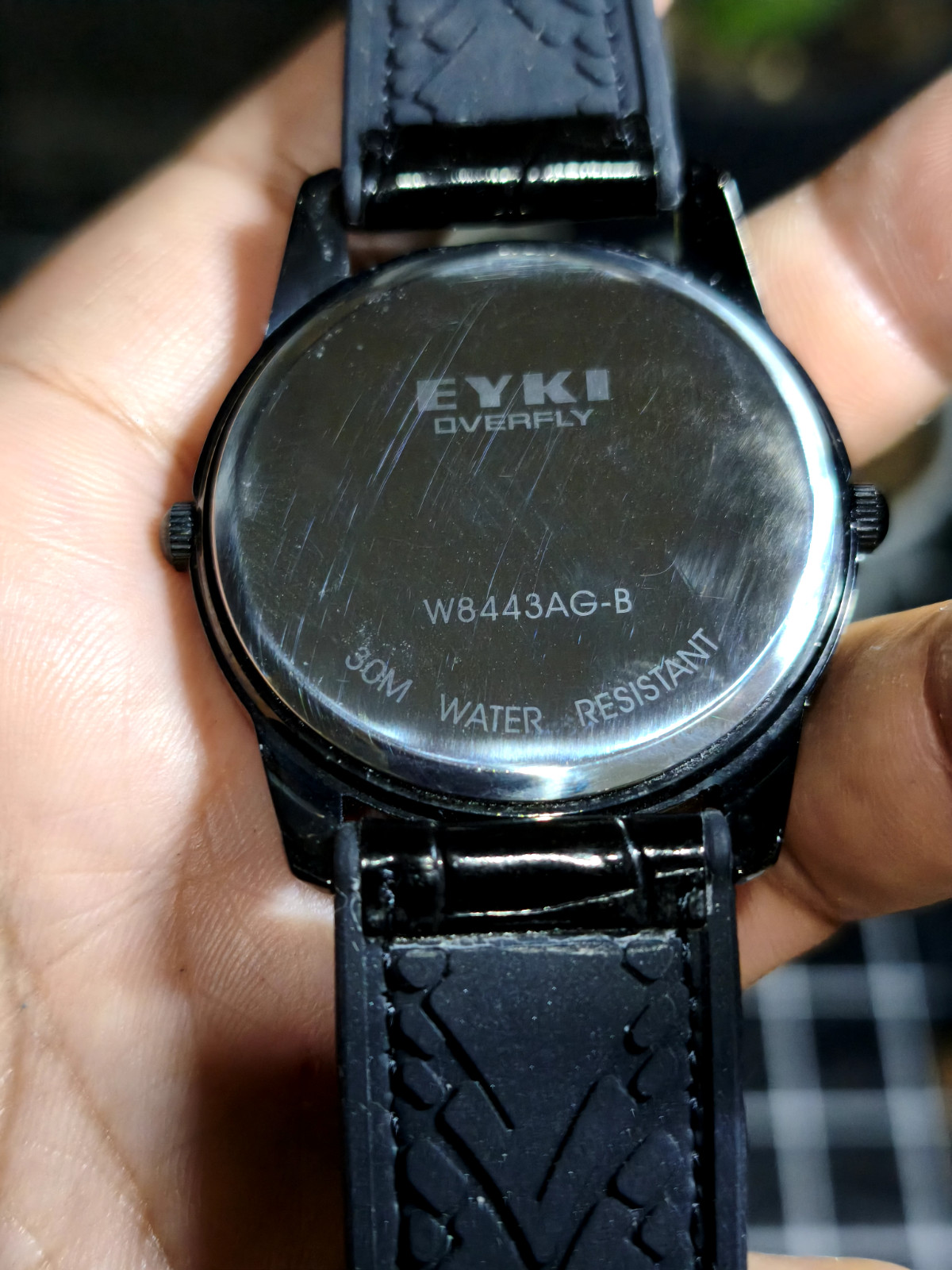 EYKI Overfly Men’s Dual Time Watch All Black Case Wave Dial Quartz