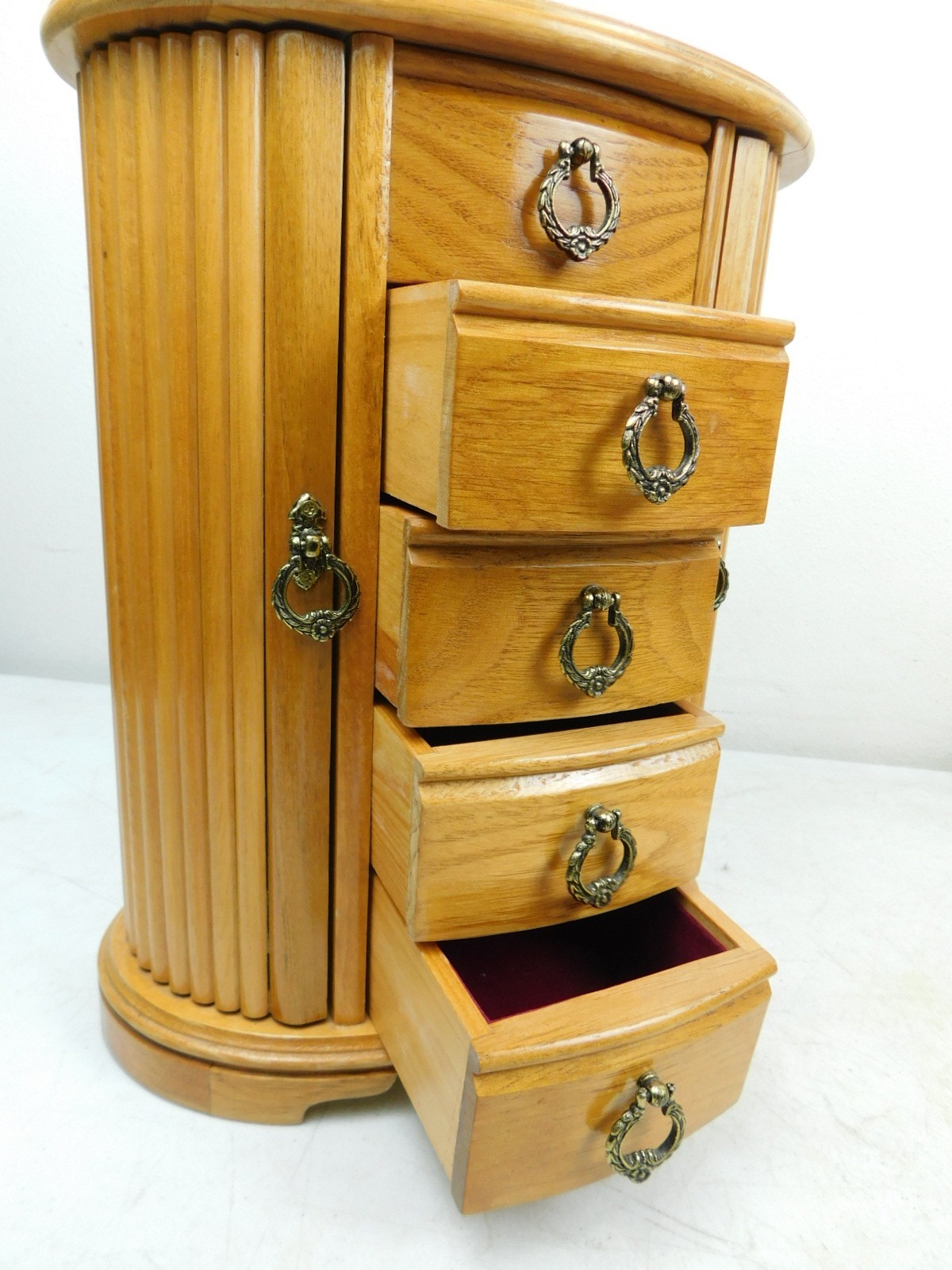 MELE Table Top Jewelry Box Armoire Swing Doors Chest Cabinet Wooden w Mirror