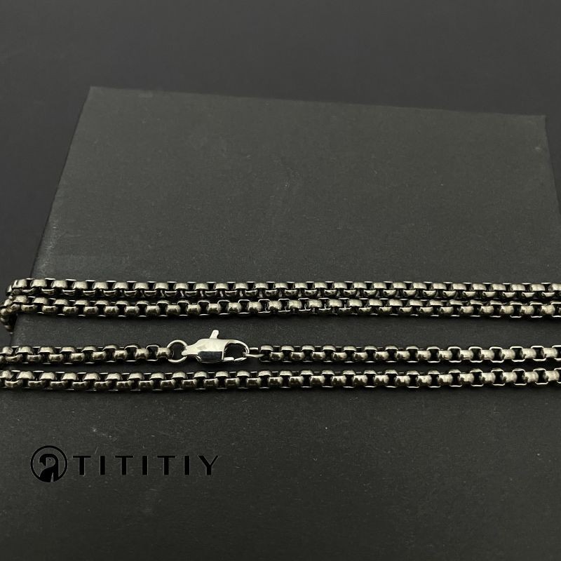 Pure Titanium Necklace Width 3mm Square Box Chain Anti Allergic Classics Design