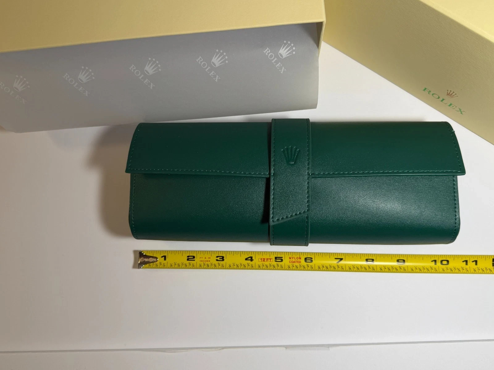 Rolex Green Leather Watch Roll Travel Case 3 Slot Storage Pouch Collector Gift