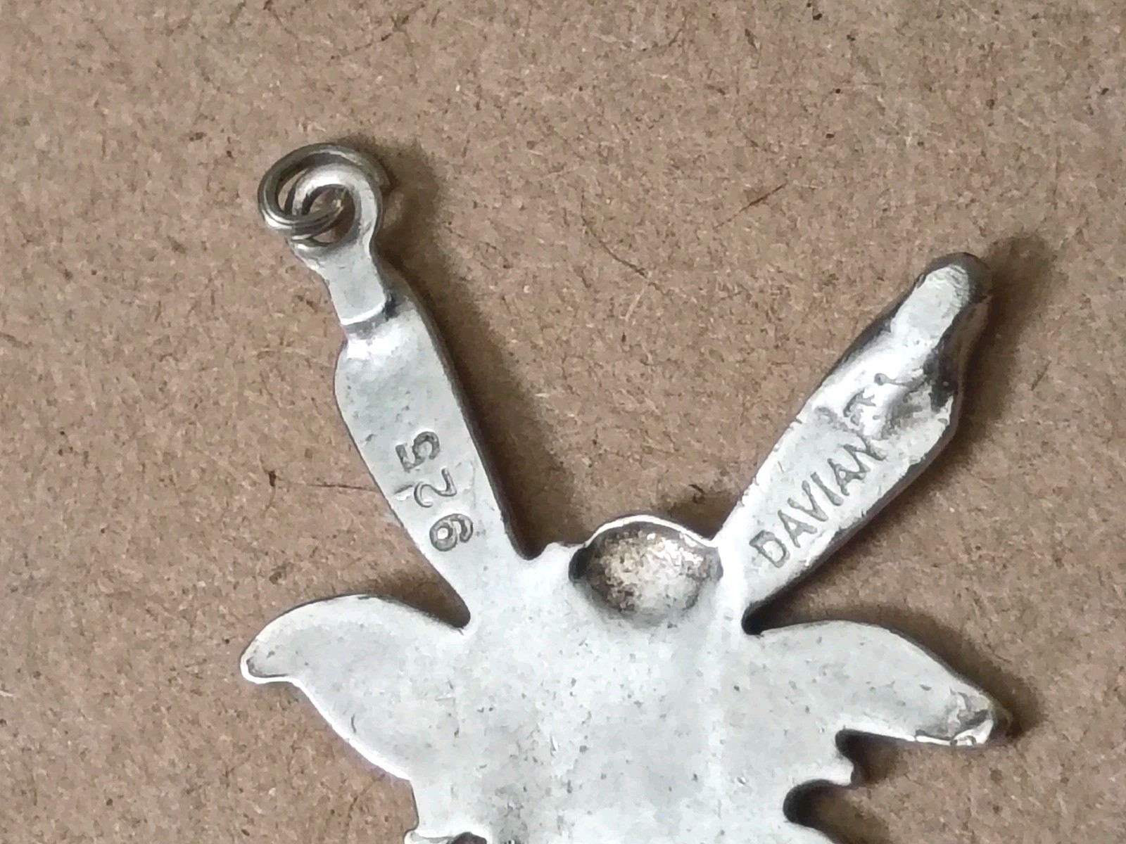 Vintage Davian 925 Sterling Silver Winged Flying Fairy Nymph Pendant