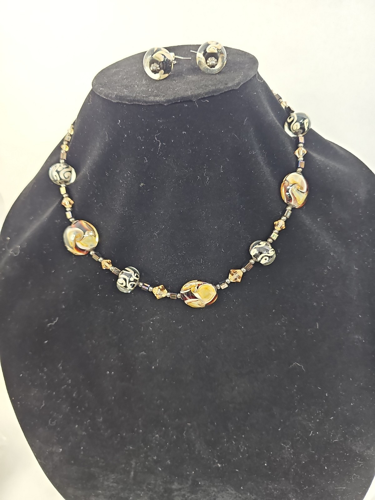 VTG Venetian MURANO GLASS 3 Piece Necklace 18in Stand – Hanging Earrings EUC