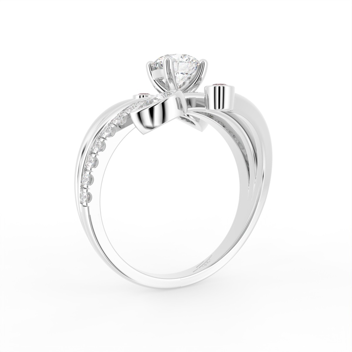 18K White Gold Round/Pear Lab Grown Diamond Wedding Ring 1.06ct Certified