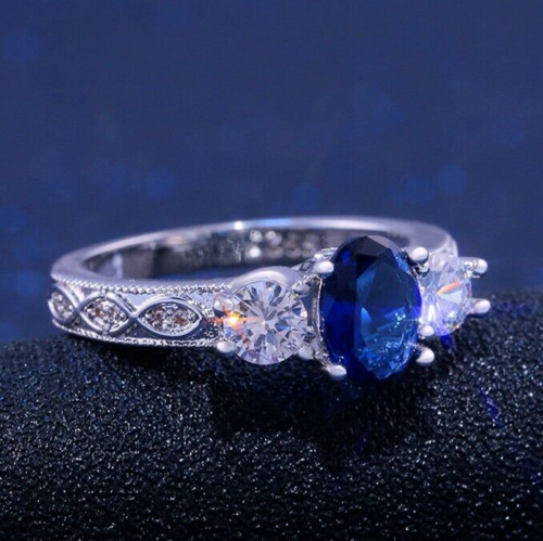 Silver Plated 1.9 Ct Simulated Sapphire Incredible Vintage Style Valentine Ring