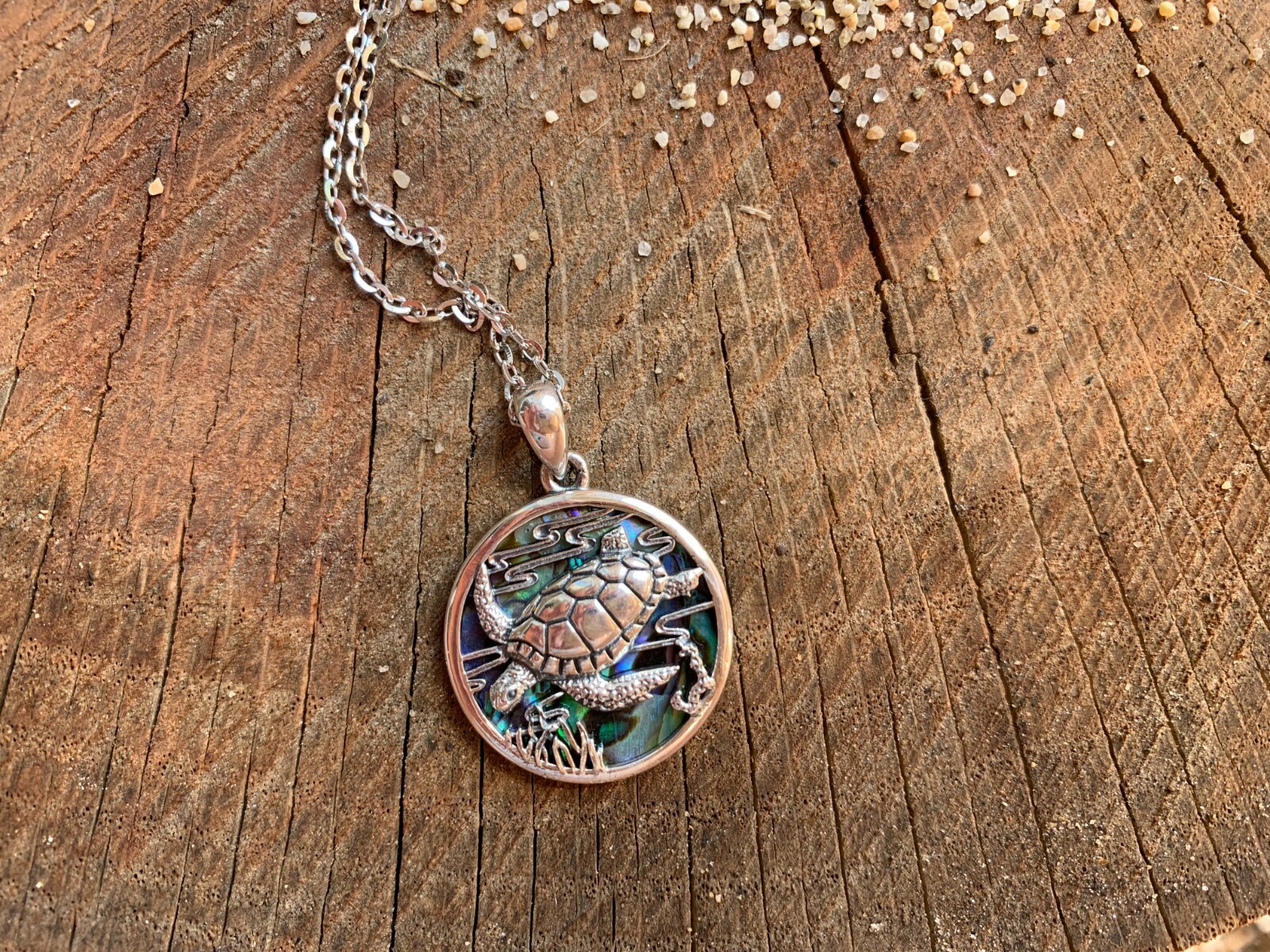 Sterling Silver Turtle Necklace – Colorful Abalone Shell Neckless for Women, Mot