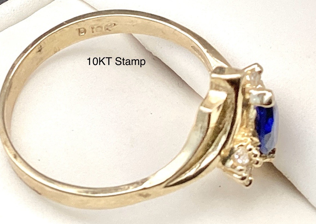 New 10KT stamped yellow gold marquise September birthstone ring women size 8.25