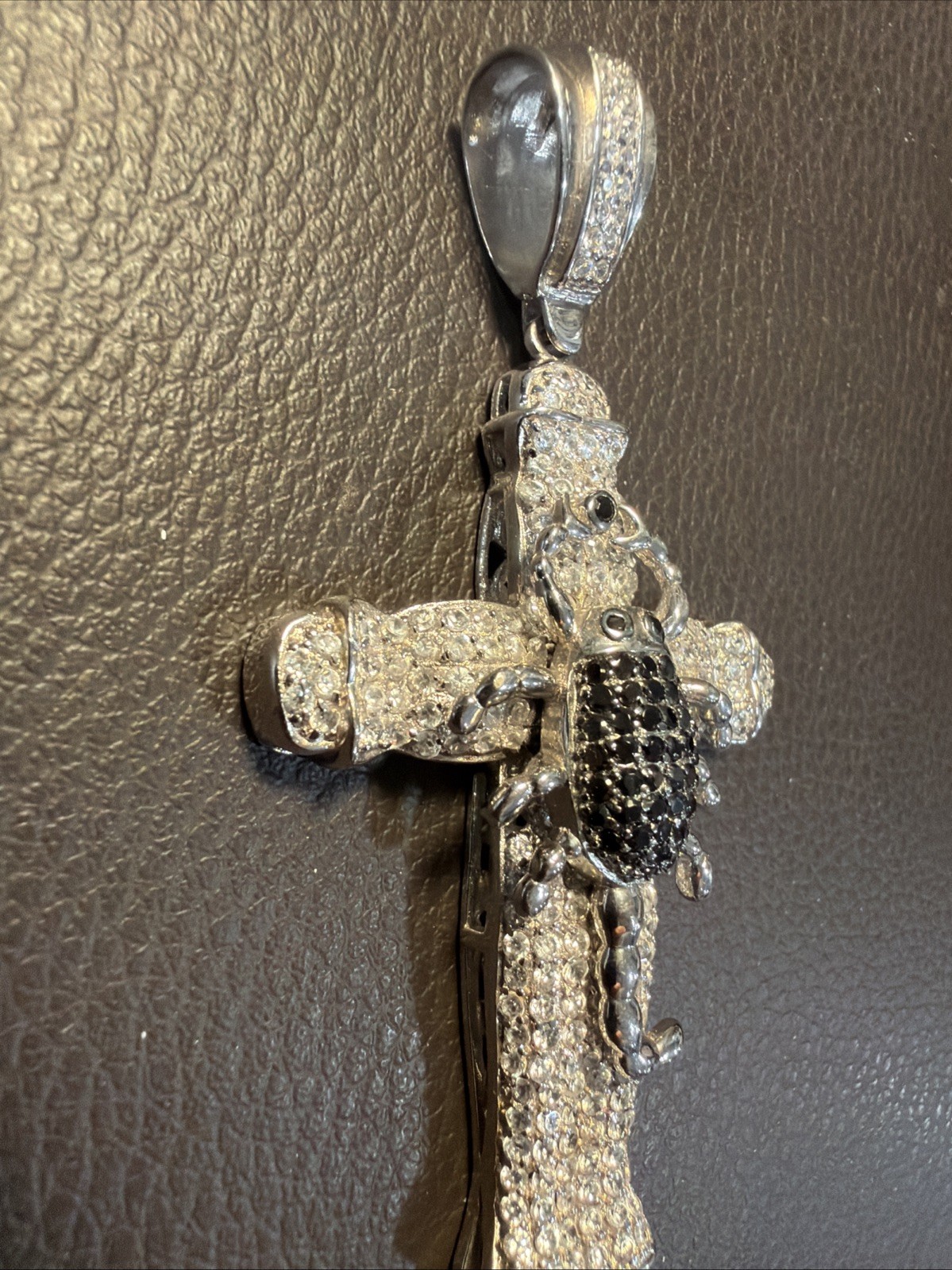 Beautiful 925 Sterling Silver large Zirconia Cross pendant 3.3/4 x 2, 7/8 inches