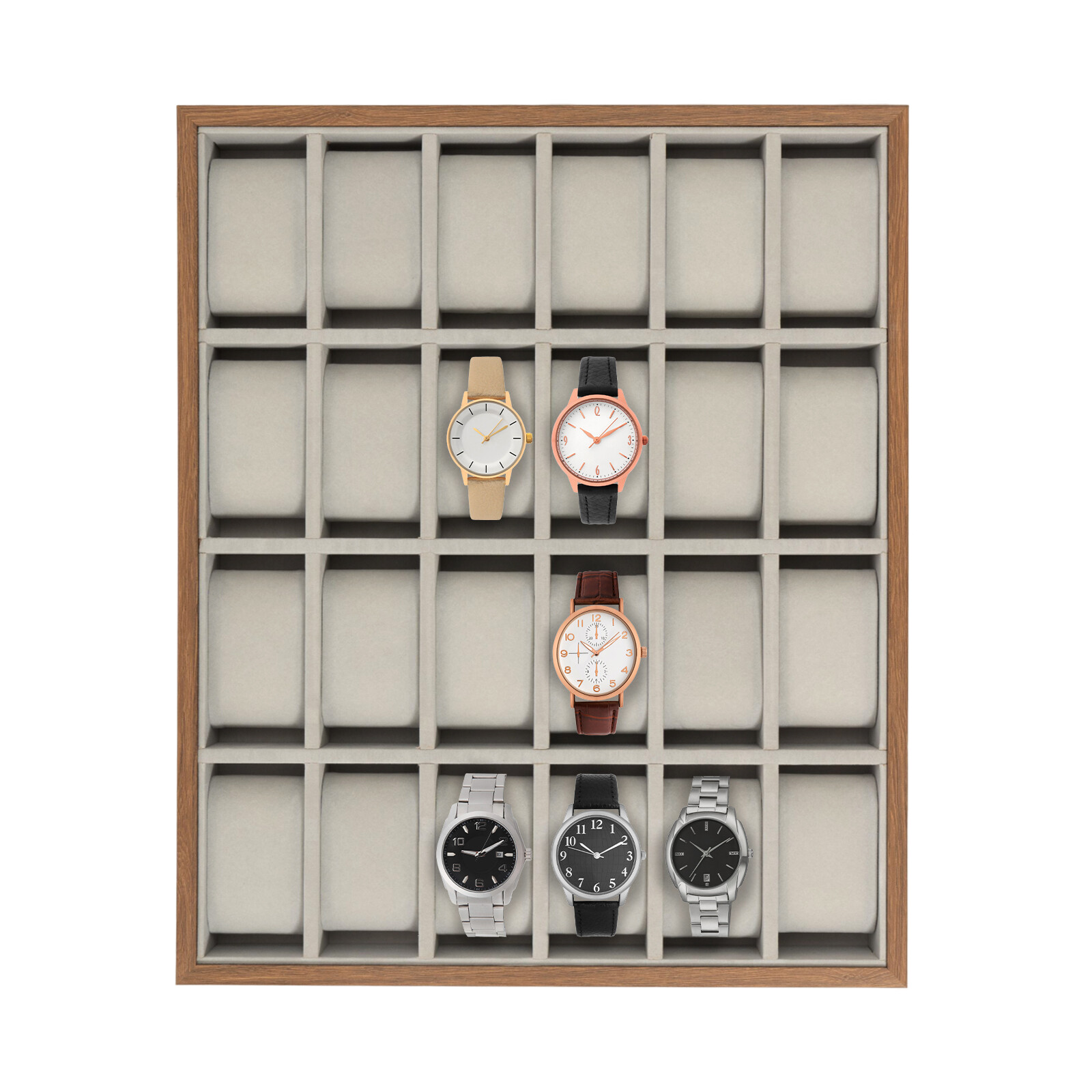 24 Slots Wood Watch Box Jewelry Storage Case Organizer Display Box Holder Tray