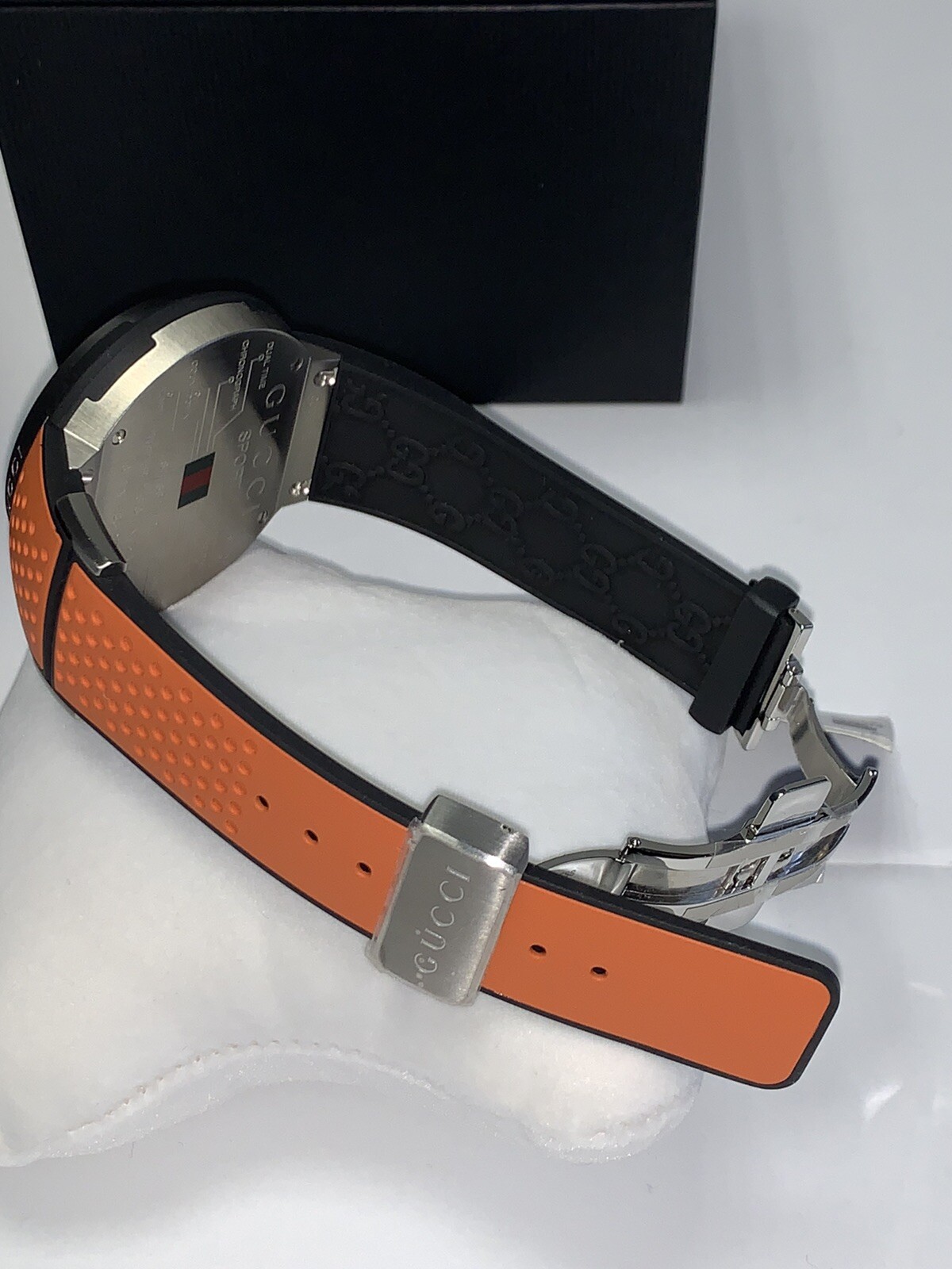 Authentic Gucci I-Gucci Digital Men Watch XXL Sport 49MM Orange Rubber YA114104