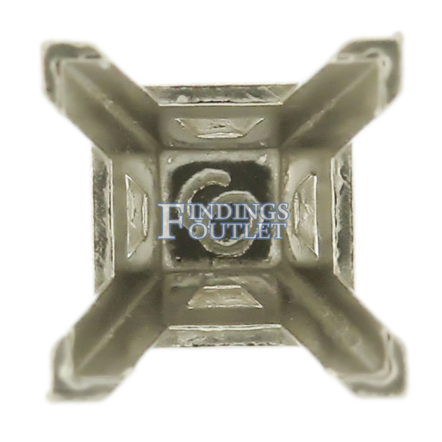 14K White Gold V-End Square 4 Prong Peg Head Setting Standard Style Center Stone