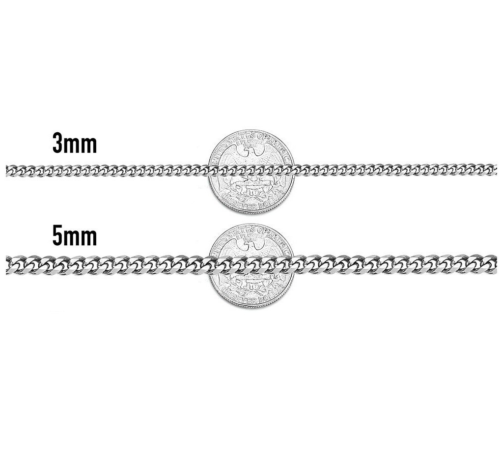 3mm/5mm Cuban Link Chains for Men, Silver Necklace Chain, Mens Necklace Jewelry