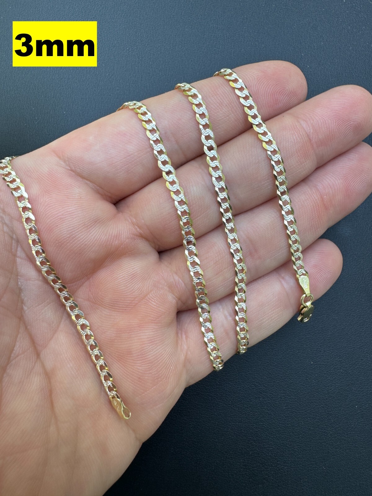 Cuban Link Chain 14k Gold Plated Real Solid 925 Silver Two Tone ITALY 5-11mm