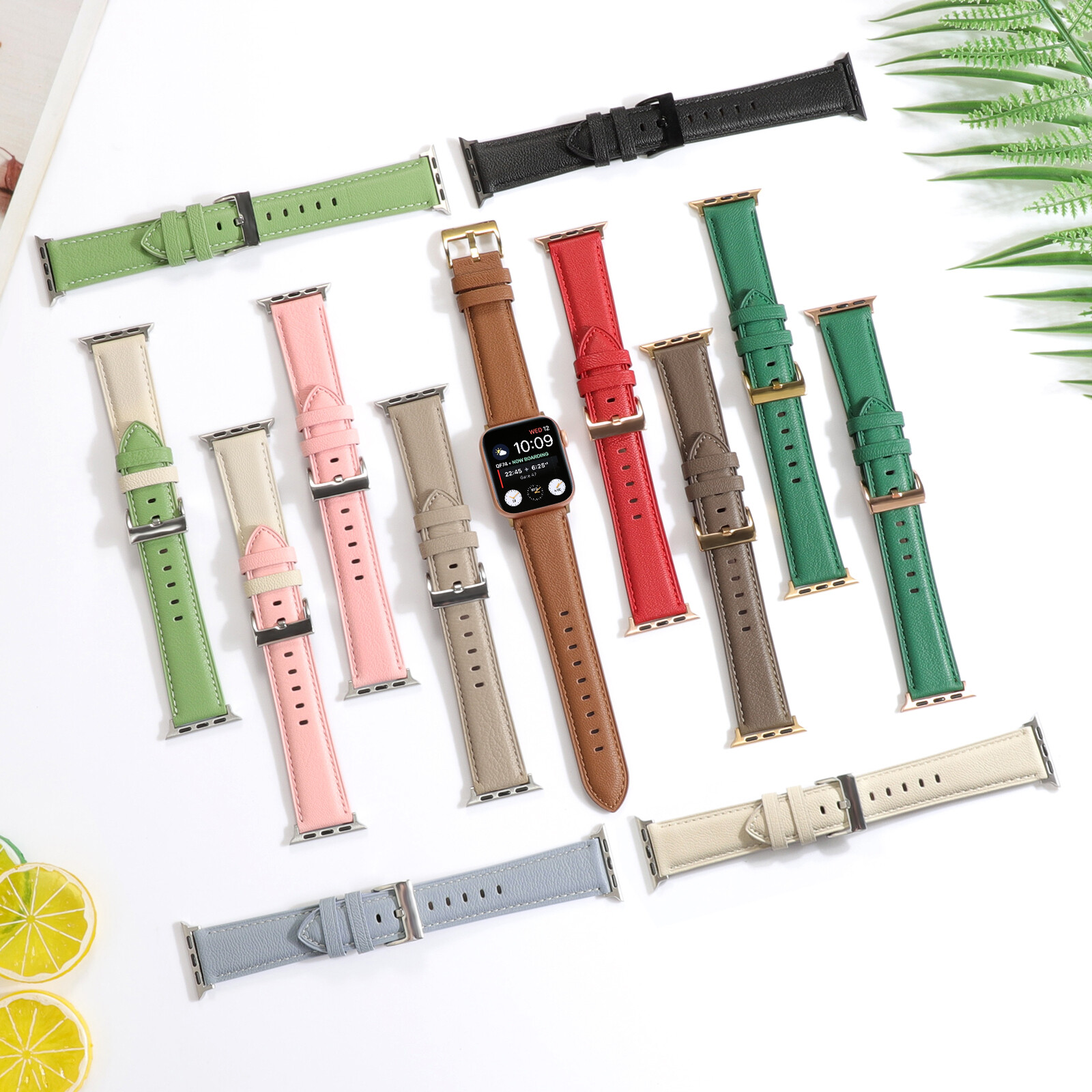 Classic Genuine Leather Wrist Band Strap For Apple Watch Series 10/9/8/7/6/5/SE
