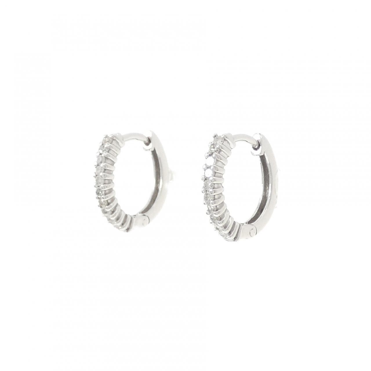 Authentic K14WG Diamond Hoop Earrings 0.20CT #230-000-716-3622