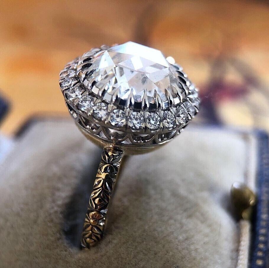 Silver Plated Authentic Proposal Ring 2CT CZ Vintage Style Christmas Gifts Ring