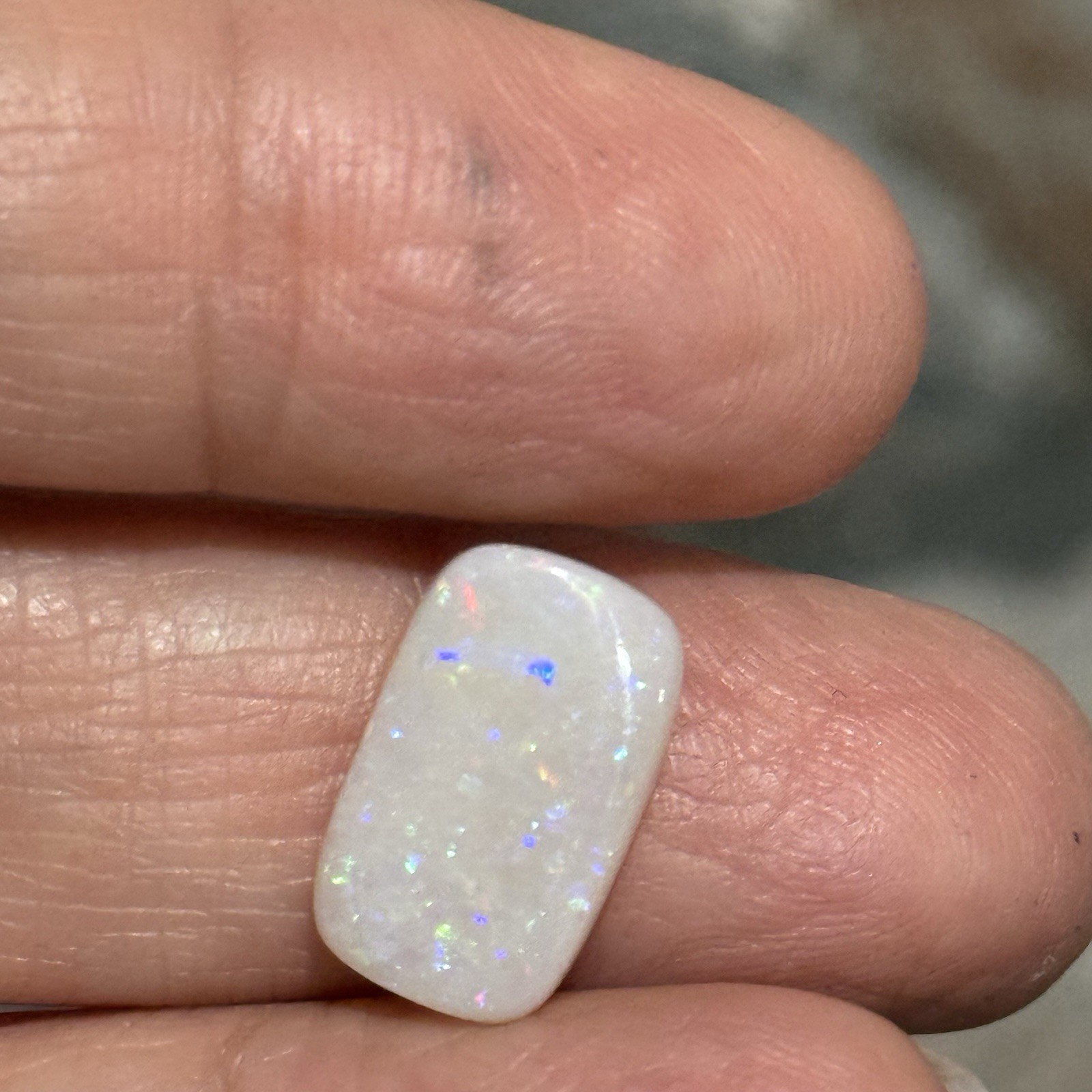 4.1ct 15.1×9.3×3.3mm Solid White Coober Pedy Stardust Australian Opal Cabochon