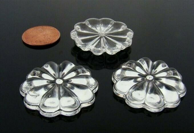 2 SWAROVSKI ARTICLE 8071 CRYSTAL RAISED FLOWER 30mm. HOLED BEADS V885