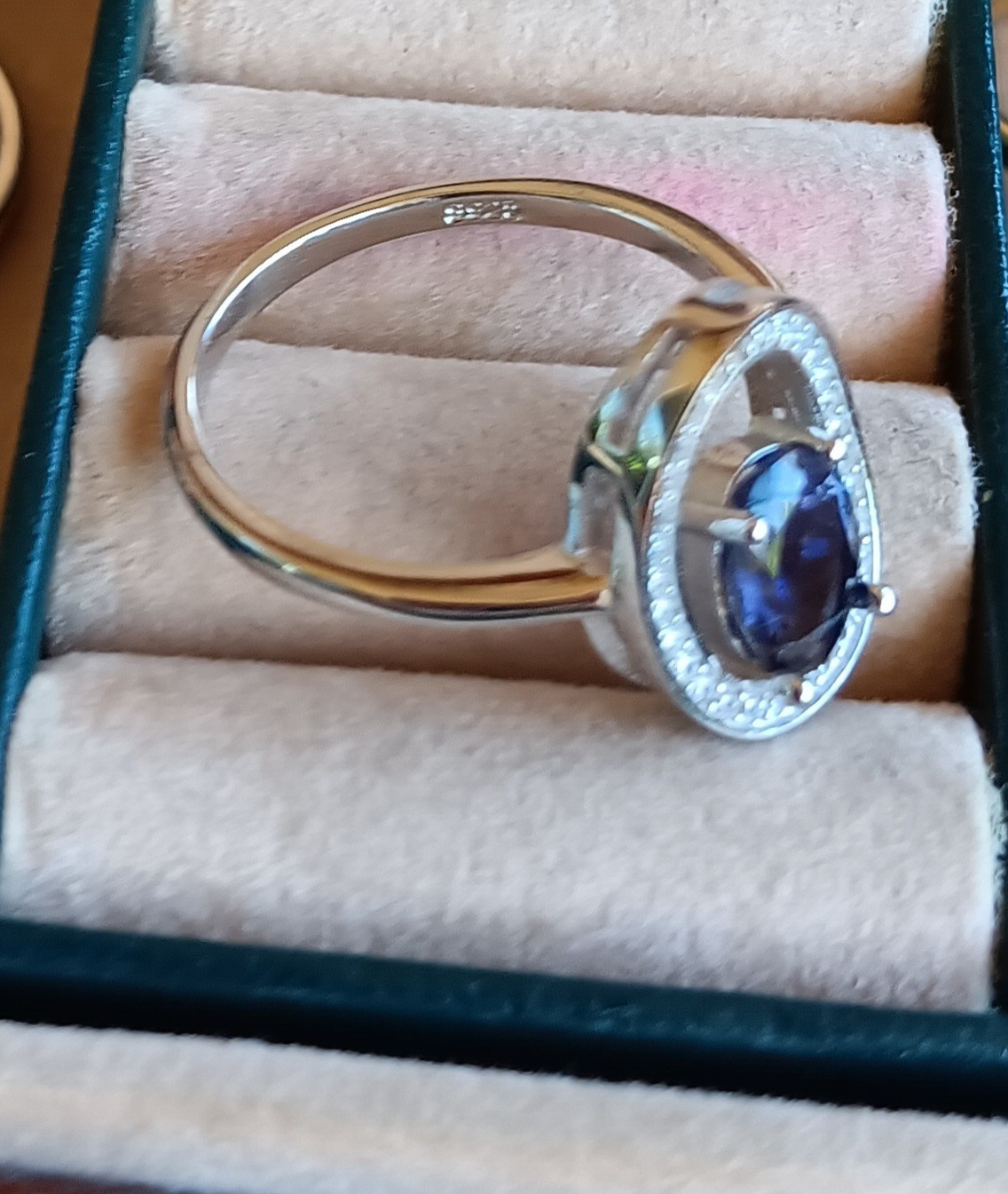925 Sterling Silver Ring Oval Iolite 8x6mm Natural Gemstone Jewelry Size 8.5