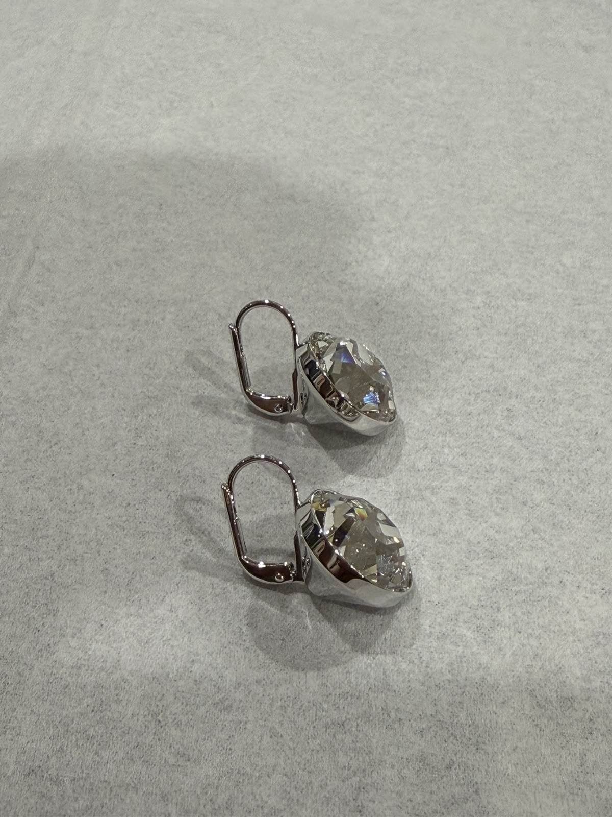 Swarovski Bella Clear Round Crystal Earrings Silver Tone Authentic Big size