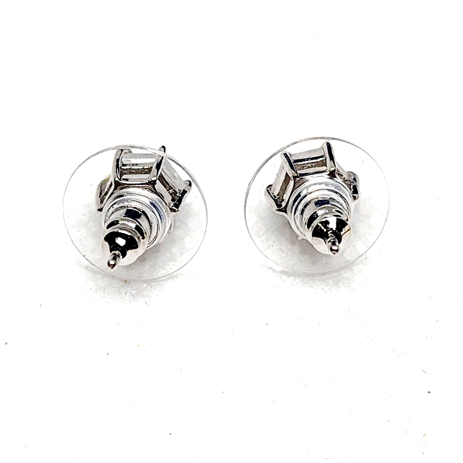 Rainbow Moonstone stud earrings in Platinum over 925 SS 1.90 tcw 6mm