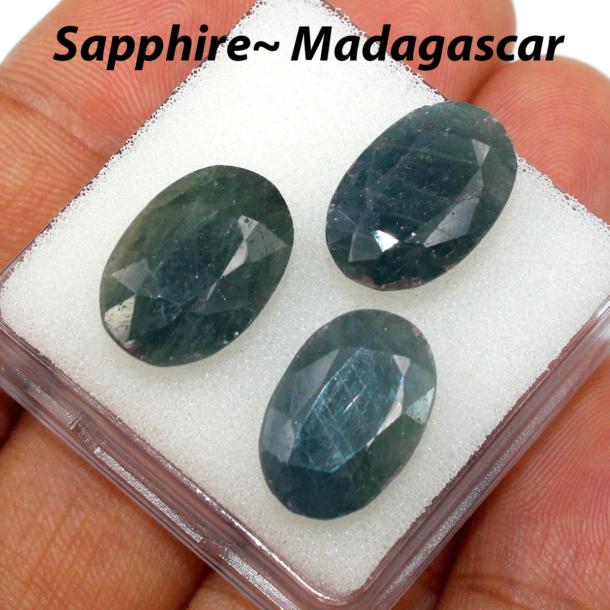 3 Pcs Madagascar Natural Blue Sapphire 15.4mm-15.7mm Oval Faceted Cut Gemstones