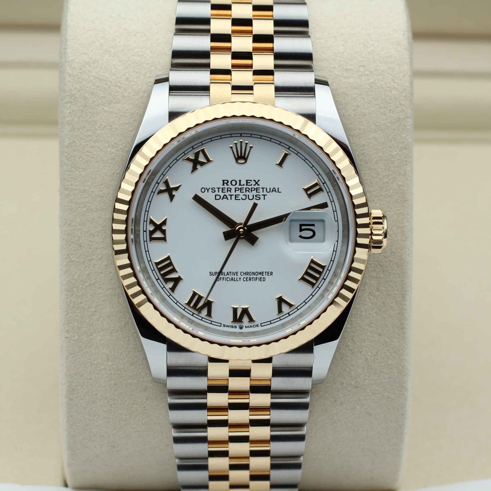2026 Rolex Datejust White Roman Dial Jubilee 18kt Gold Jubilee 36mm 126233