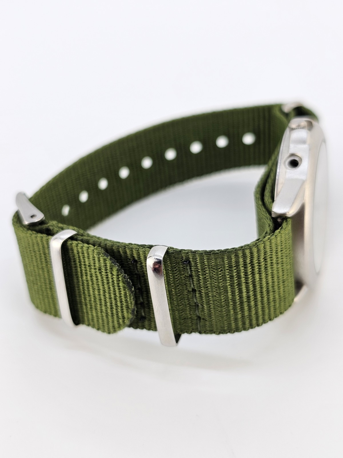 Women’s Field Watch 34MM Gray Dial New Nylon Army Green Band NEW Battery READ