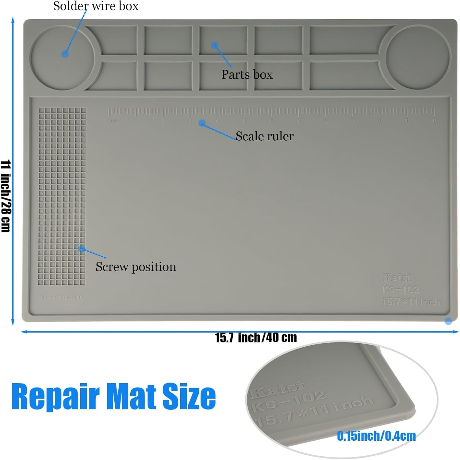 Watchmaker’s Silicone Rubber Bench Mat Pad Anti-Slip Jewelry Watch Repair Tools