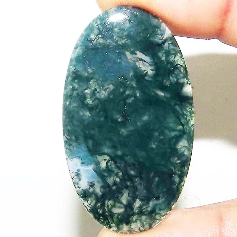 100% Natural Green Moss Agate Oval Cab Translucent Gemstone 51.45 Cts 28X50X4mm