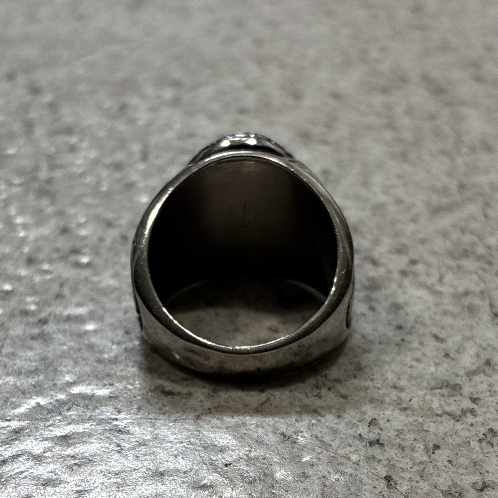 Stainless Steel School Ring Blue Oval Blue Stone Silver Tone Size 5&1/4