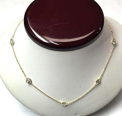 1.81 ct Round Diamonds By The Yard 18k Yellow Gold Necklace 9 x 0.20 ct F-G SI1