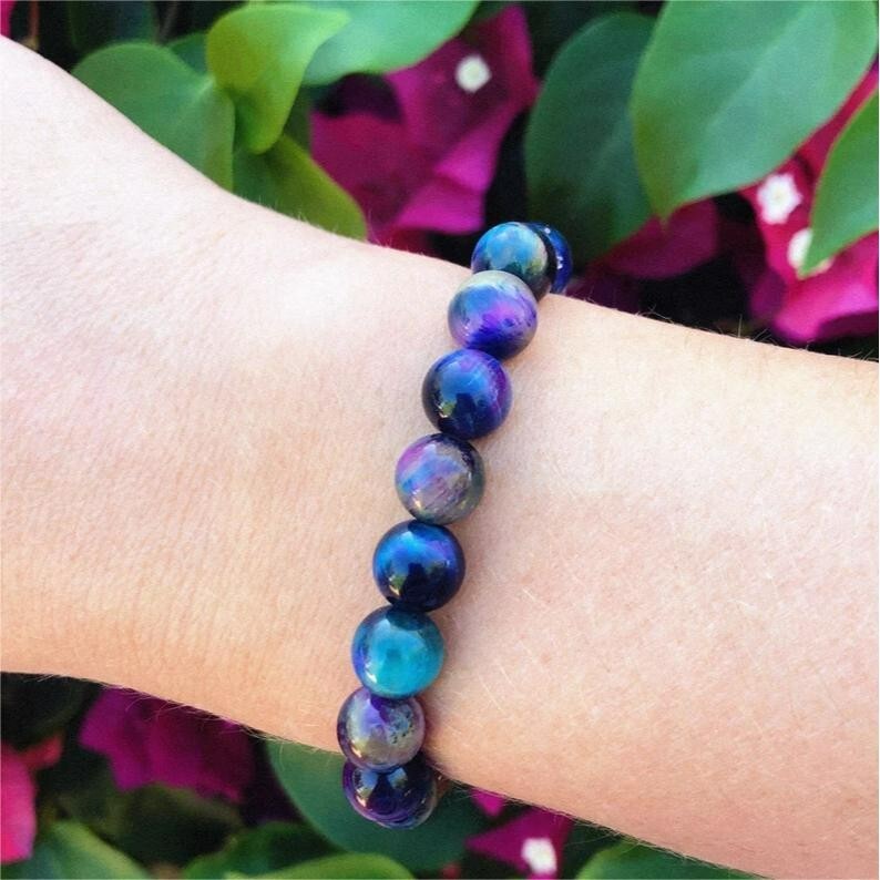 Sugilite 8mm Round Beaded Healing Balance Reiki Women Men stretchy Bracelet Gift