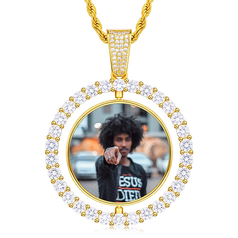 Double-Sided Custom Heart Pendant Necklace Men’S Hip Hop Jewelry Iced Out Bling