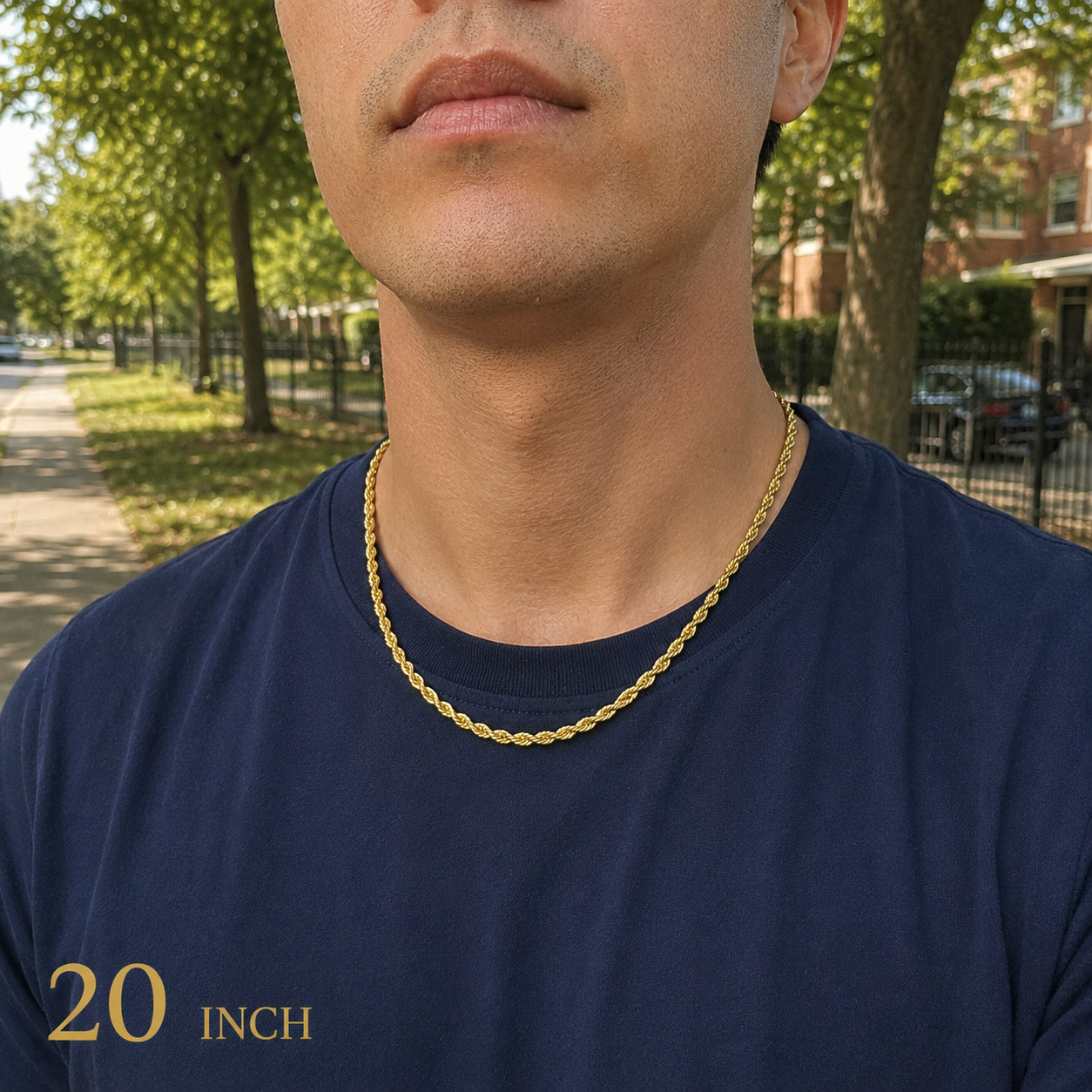 14K Gold Plated Rope Chain Necklace 18-30” 2mm-10mm Unisex Chain