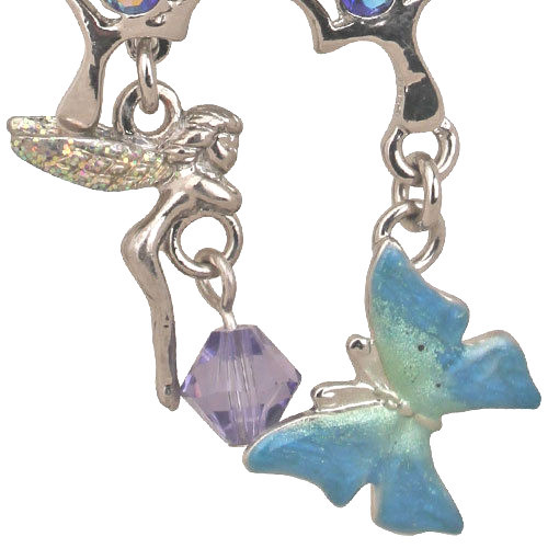Kirks Folly Rainbow Butterfly Pin w/Fairy Charm-Silvertone 2-1/8″ x 1-3/4″