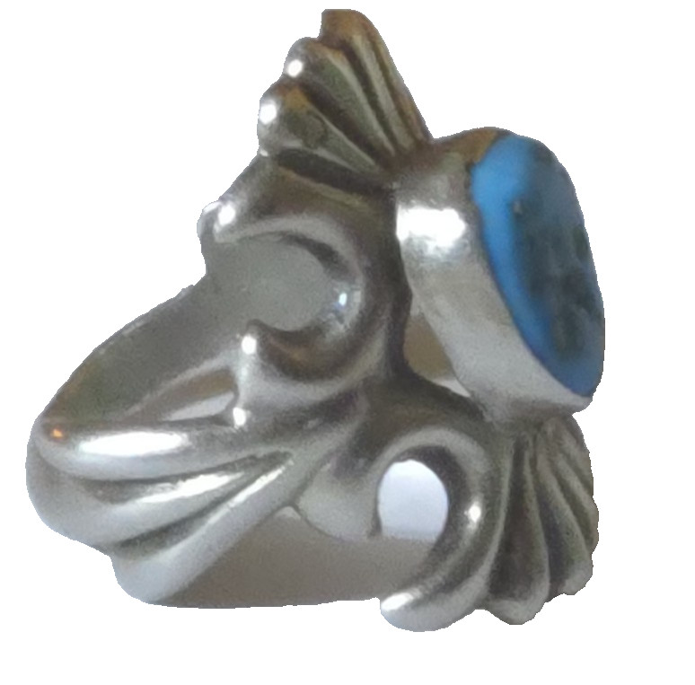 Vintage Lowell Draper native sterling silver Turquoise blue Ring size 8