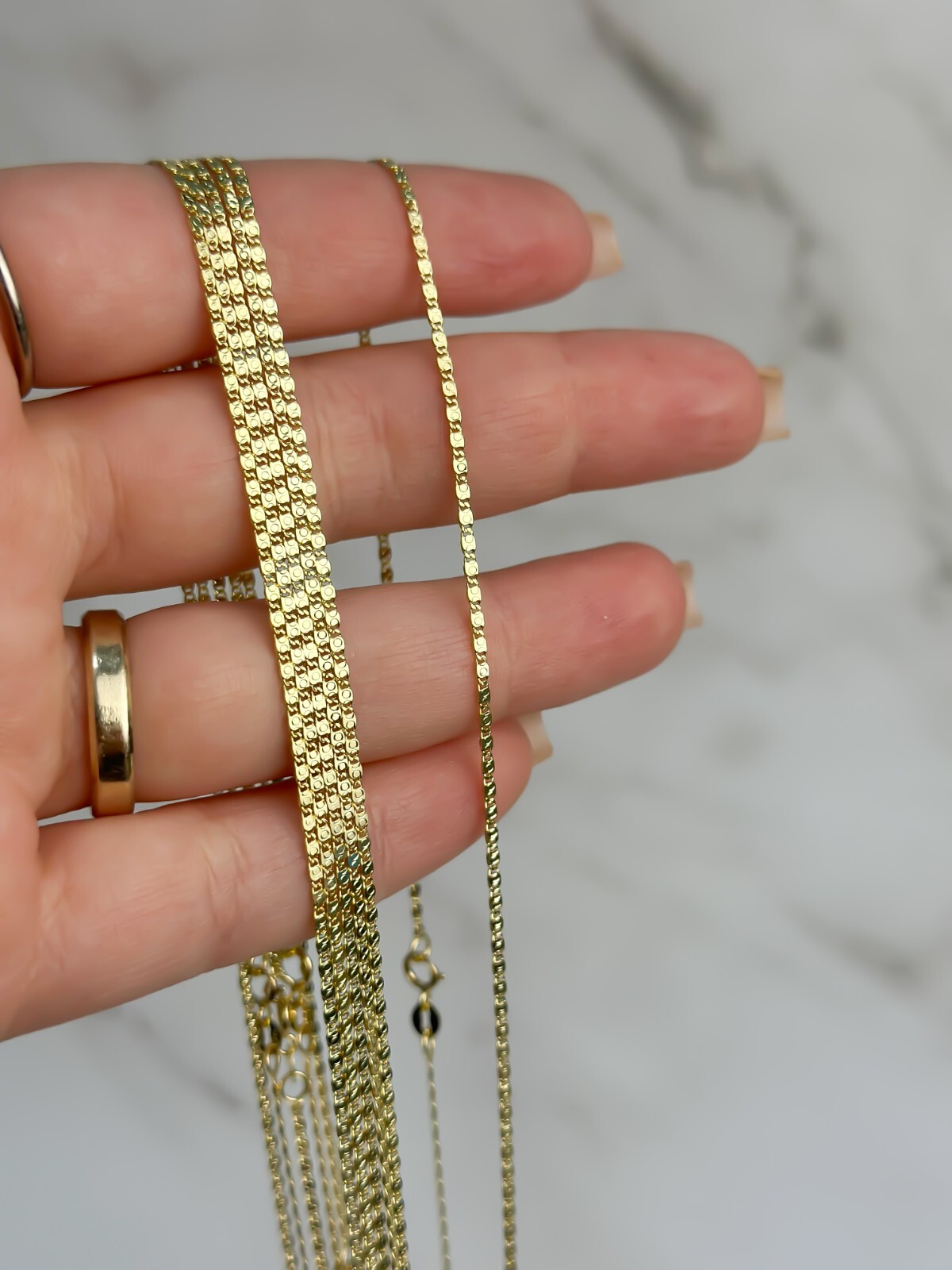 14k SOLID Gold Chain Flat Mariner Link 1.5mm 16″ 18″ 20″, Necklace for Pendants
