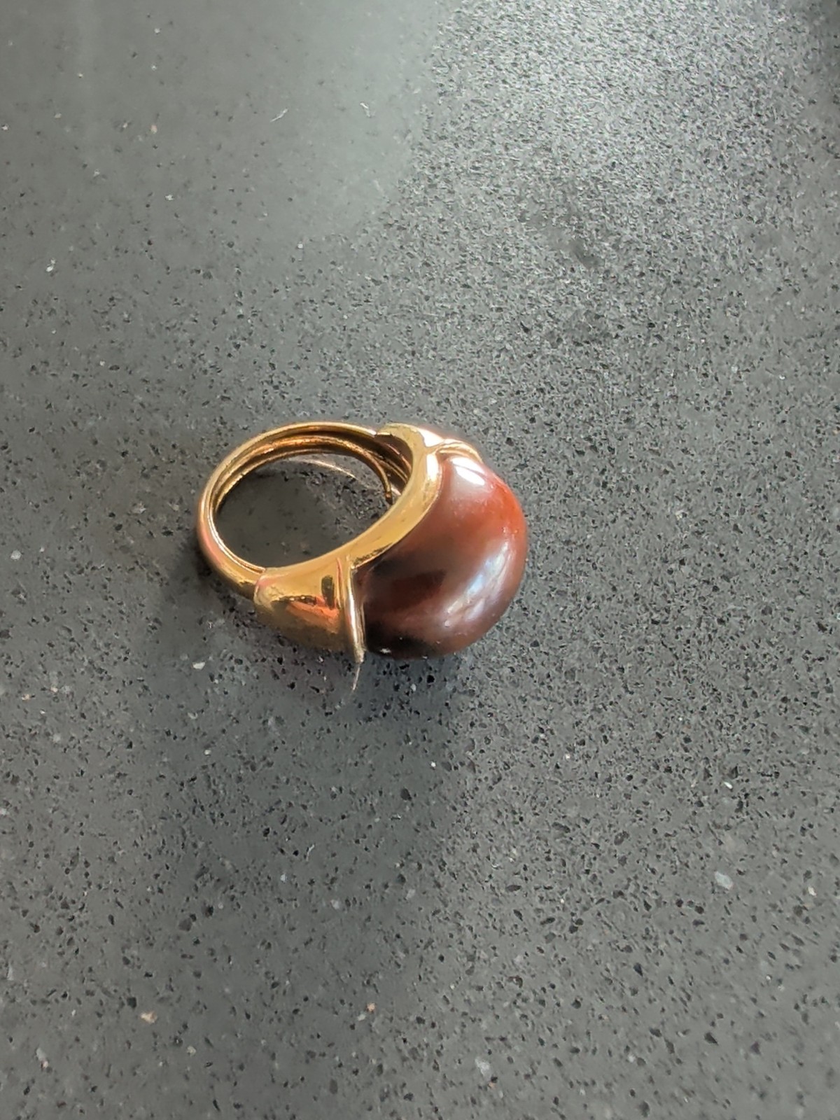 Vintage Lanvin Gold Tone Tortoise? Ring Sz 6.75 P25