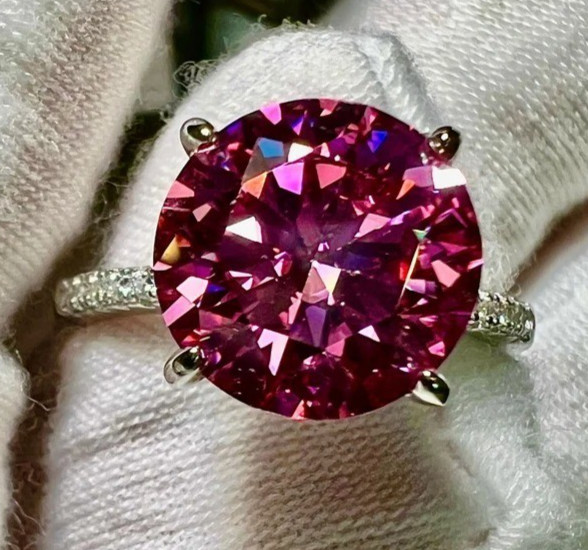 5.00 Ct Certified Round Shape Natural Pink Diamond Ring VVS1 White Gold Finish