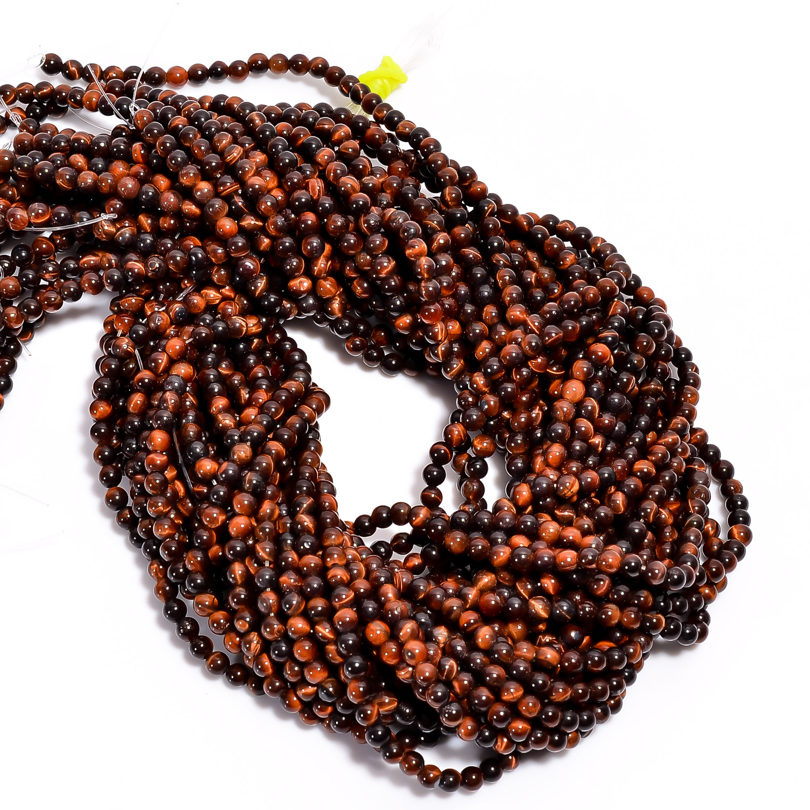 Natural Red Tiger Eye Gemstone Round Shape Smooth Beads 4X4.5mm Strand 15″ EB592