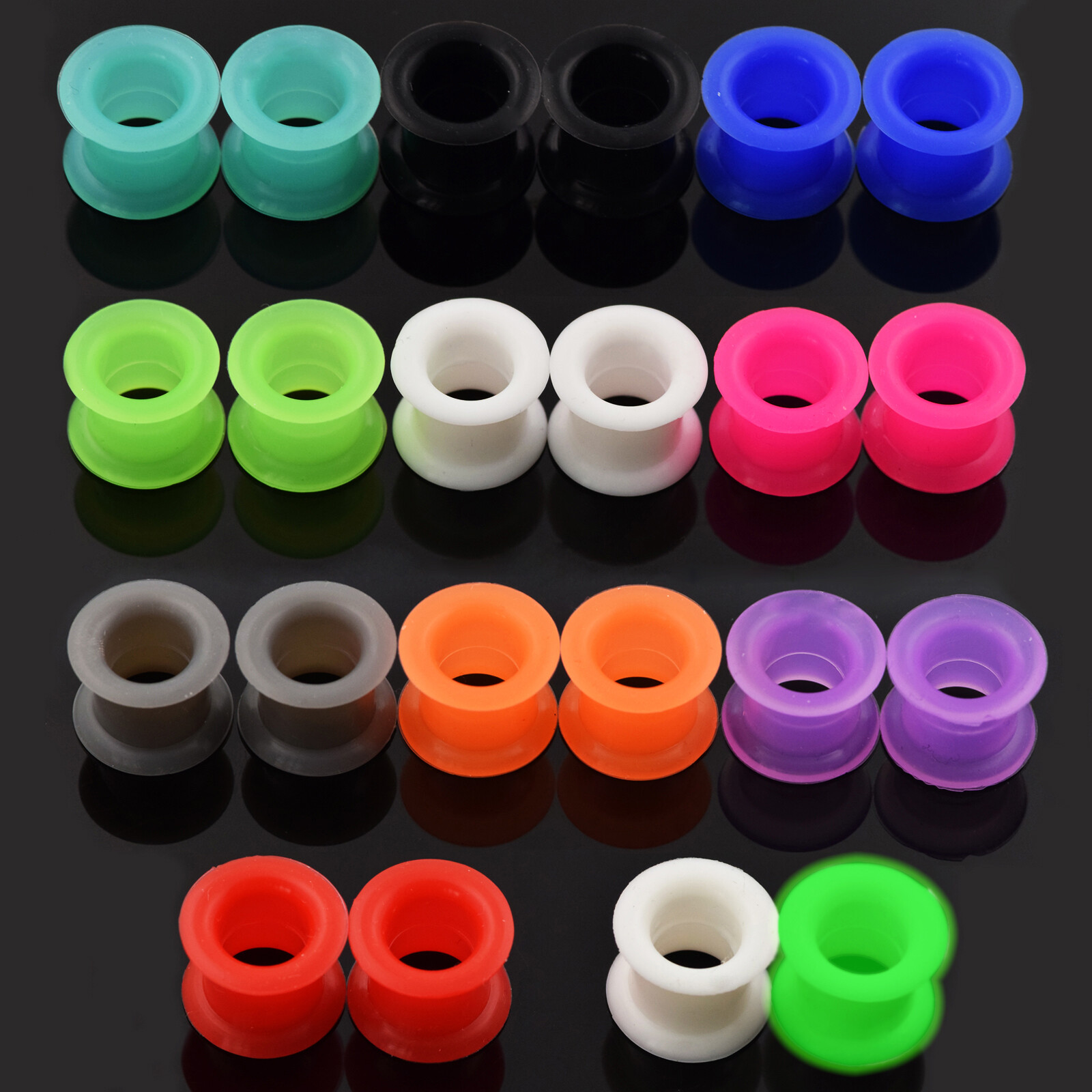 6-76PCS/LOT Soft Silicone Ear Flesh Tunnel Plugs Ear Gauges Kit Ear Expanders