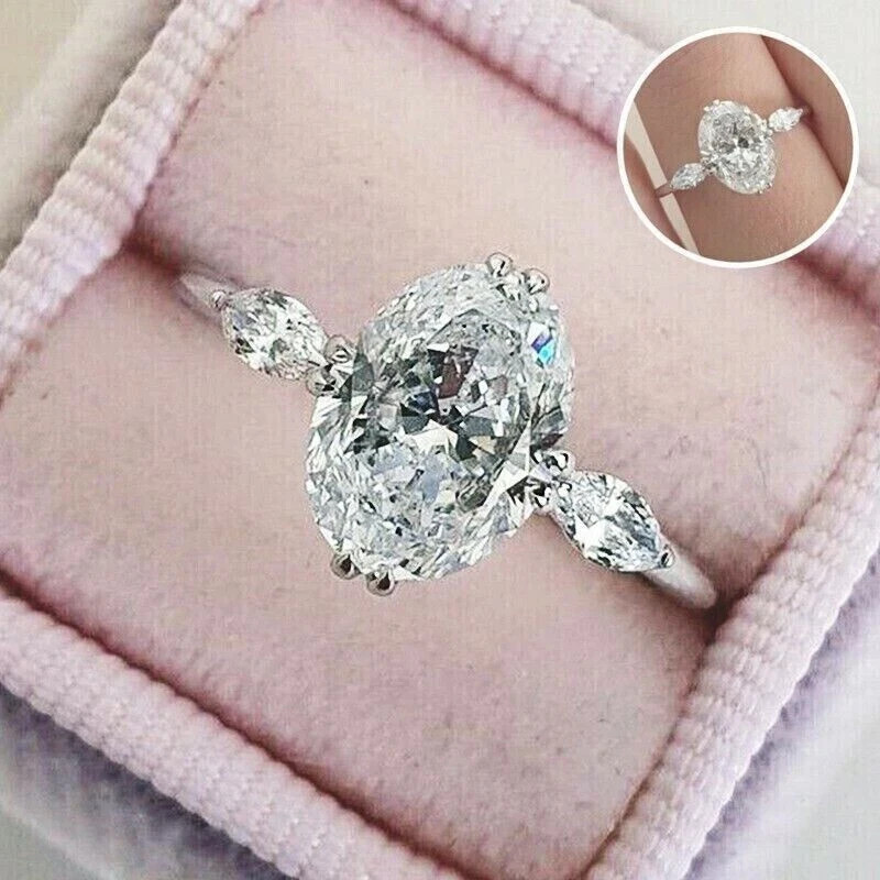 2.00Ct Oval Cut Lab-Created Diamond Solitaire Wedding Ring 14K White Gold Over