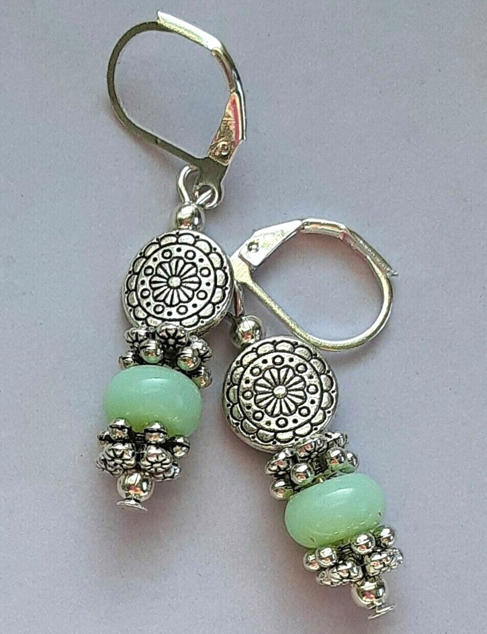 JADEITE “oriental look” DROPS Lever back handcrafted CHOOSE color XX