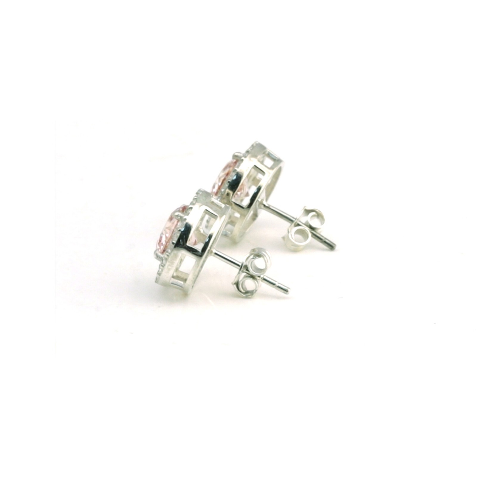 2 Ct Round Light Pink Lab Grown Diamond Stud Earrings VS1 925 Sterling Silver