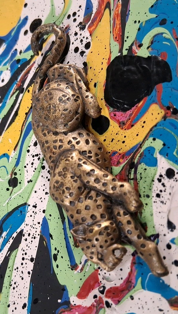 Vintage Signed JJ Jonette Jewelry Leopard Brooch Pin Big Cat Safari